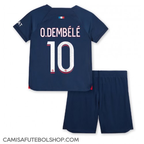 Camisa de time de futebol Paris Saint-Germain Ousmane Dembele #10 Replicas 1º Equipamento Infantil 2023-24 Manga Curta (+ Calças curtas)